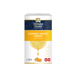 Manuka Health Mánuka Honey Drops packaging on a green background