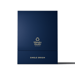 Manuka Honey blue Single Origin Pohuenui MGO 856+ packaging on a white background.