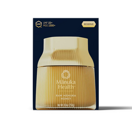 Manuka Health Manuka Honey Reserve MGO 1000+ raw manuka honey package on a white background.